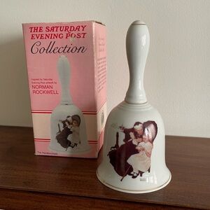 Vintage 1986 Norman Rockwell Handbell The Handkerchiefs Clay In Mind Bell New